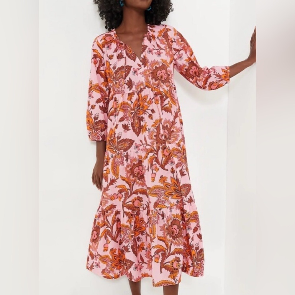 Tuckernuck NEW Sunset Chintz Salty Paloma Pink Paisley Caftan Maxi Dress Size M